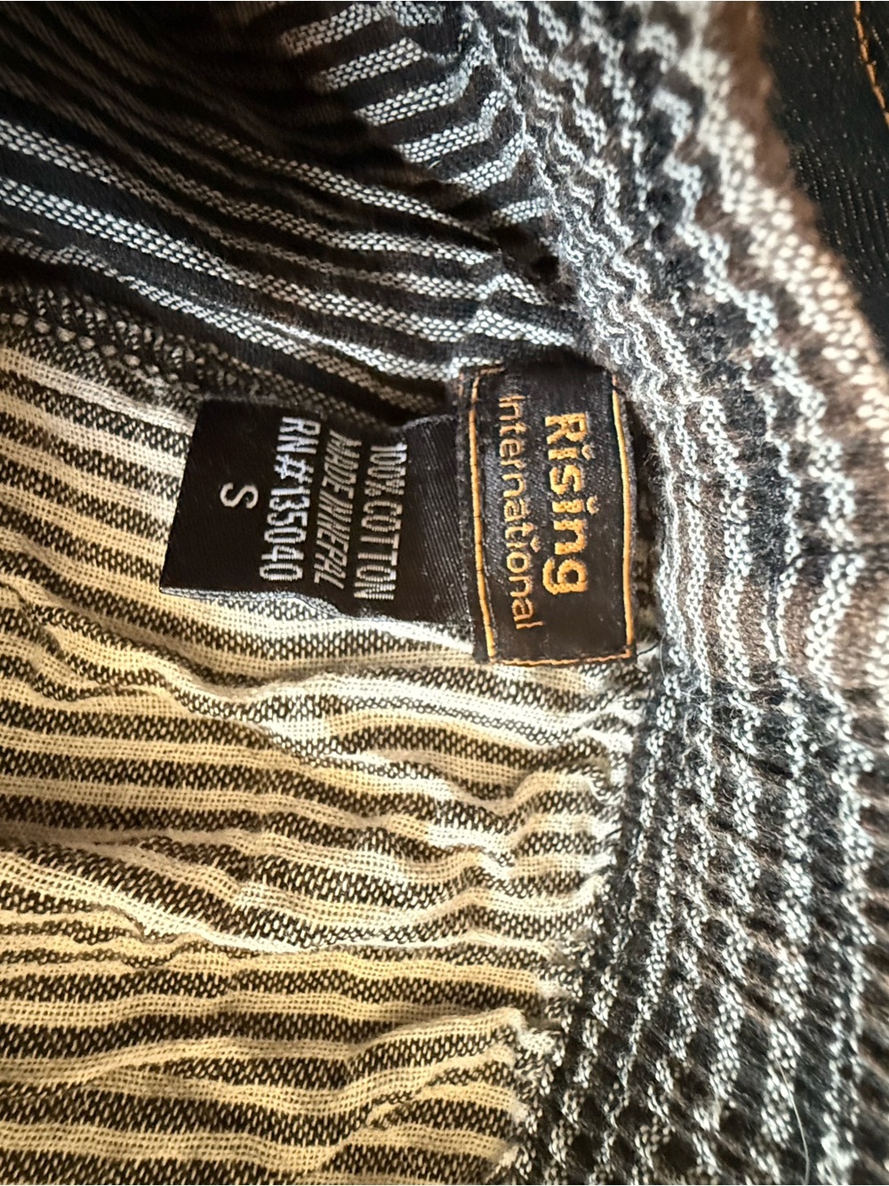 NWOT Boho Patchwork Striped Pants in Black & Cream - Picture 2 of 3